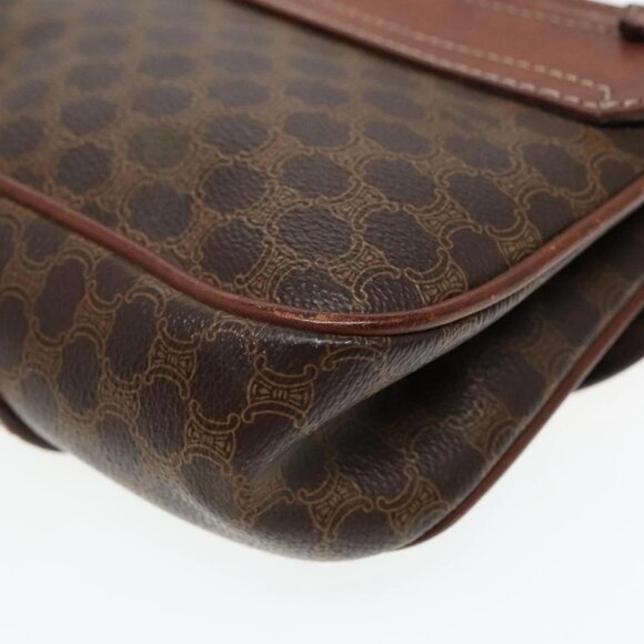 CELINE Macadam Canvas Shoulder Bag PVC Leather Brown Gold Auth 88287 - Picture 5 of 16